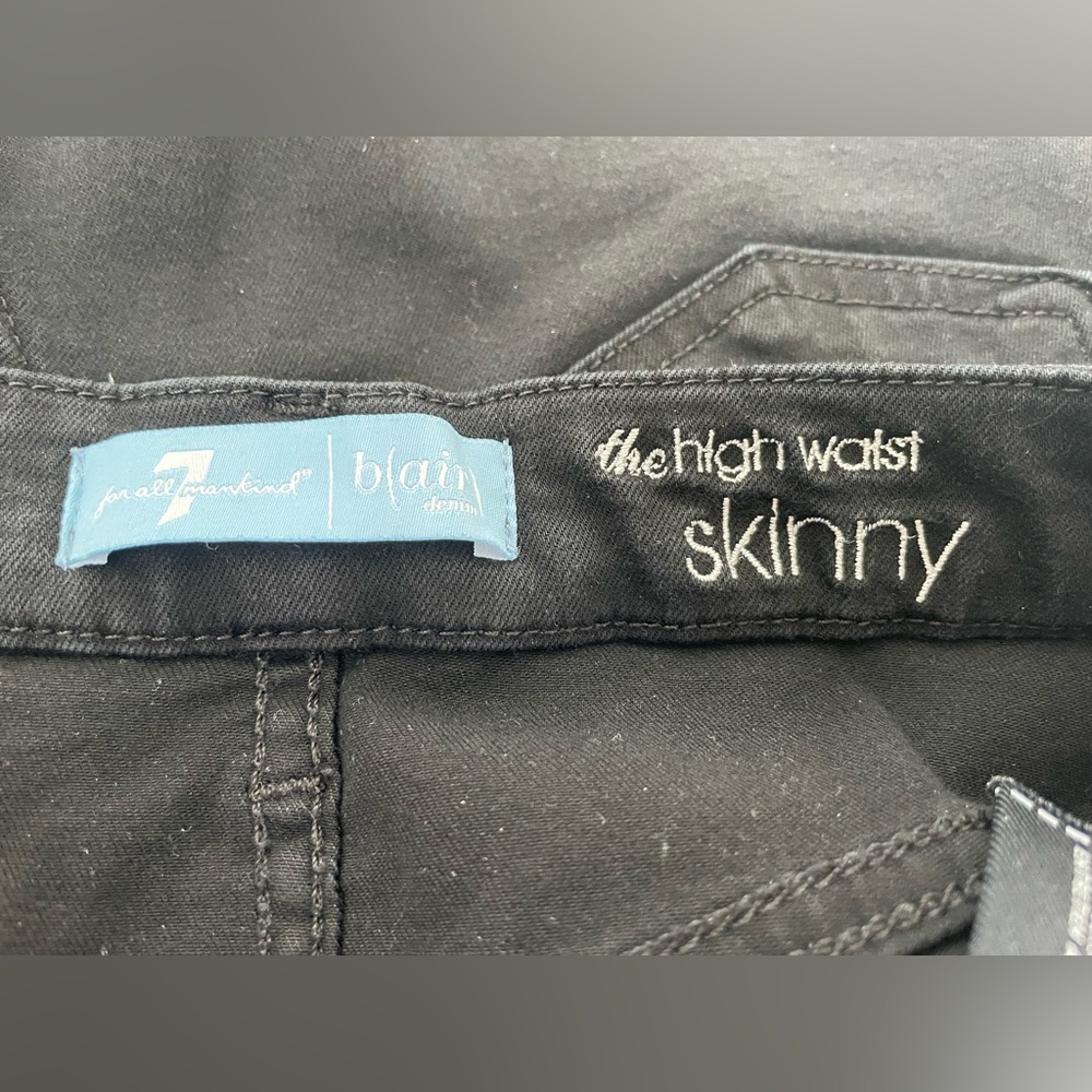 7 for all Mankind Black High Waist Skinny Jeans 27 b(air) Minimalist Modern Edgy - Picture 7 of 8